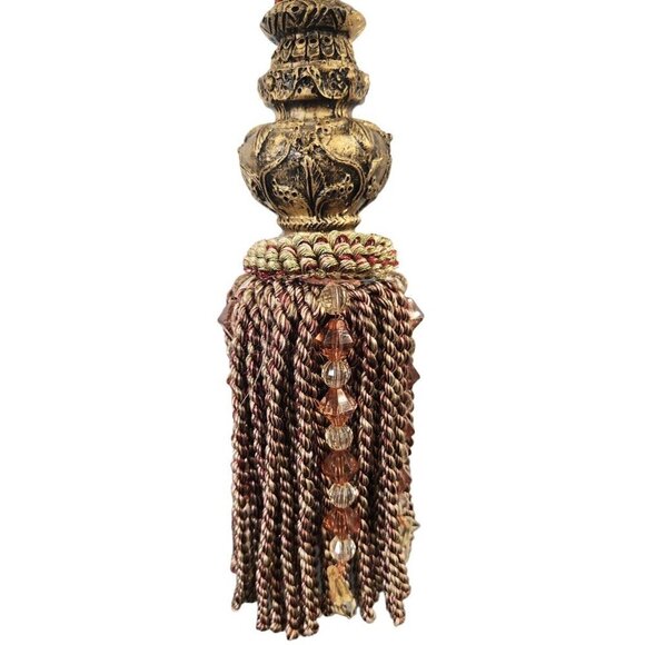 Elegant Decorative Tassel With Beaded Accents & Ornate Knot Design - Picture 2 of 6